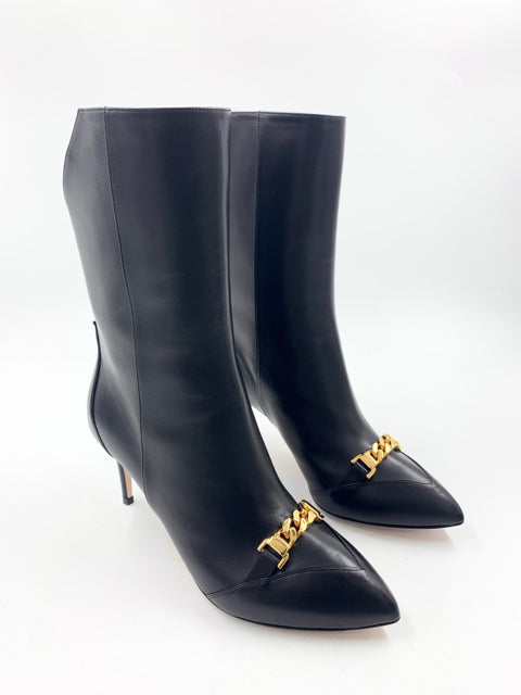 Gucci Black Calf Sylvie Chain Size 38 Boots