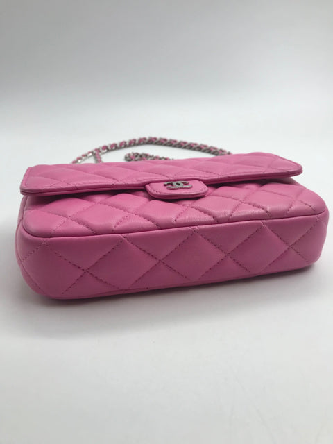 Chanel Pink Calfskin 2021 Small Flap Pouch Handbag