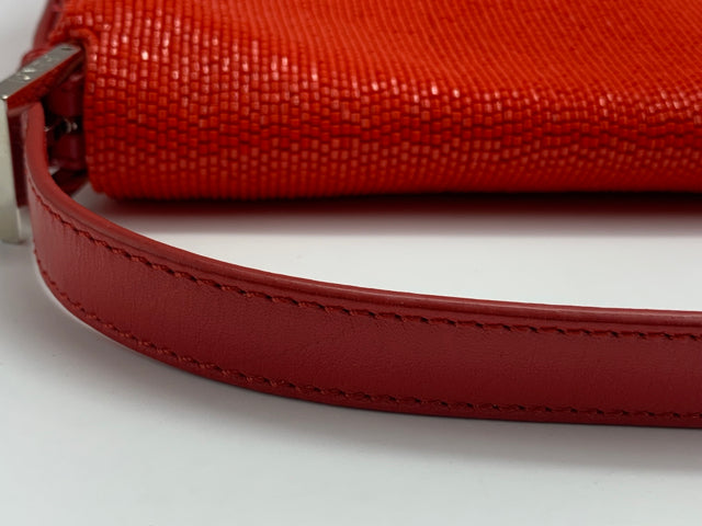 Fendi Red Beaded Baguette Shoulder Bag