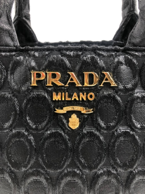 Prada Black Fabric Embossed Handbag