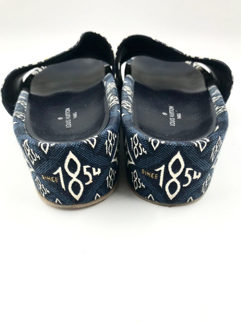 Louis Vuitton Blue Jacquard Since 1854 Size 38 Mules