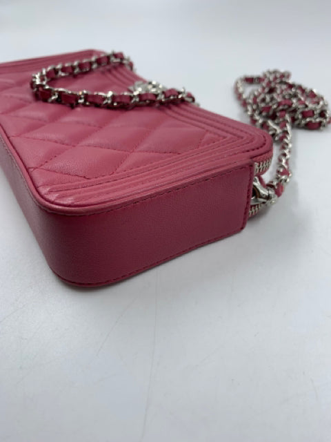 Chanel Pink Calfskin Boy Double Zip WOC