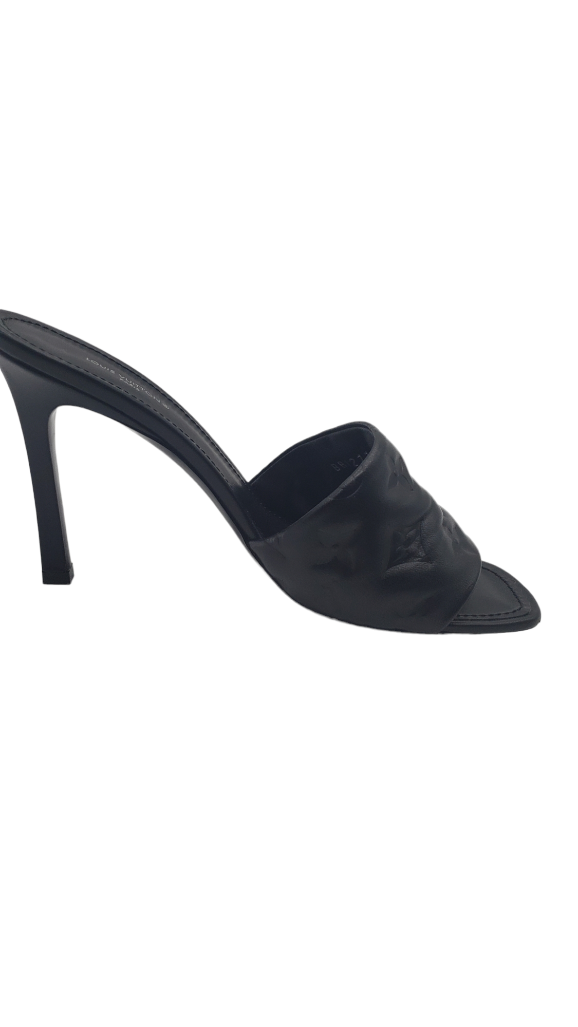 Louis Vuitton Black Leather Embossed Revival Size 40 Mules