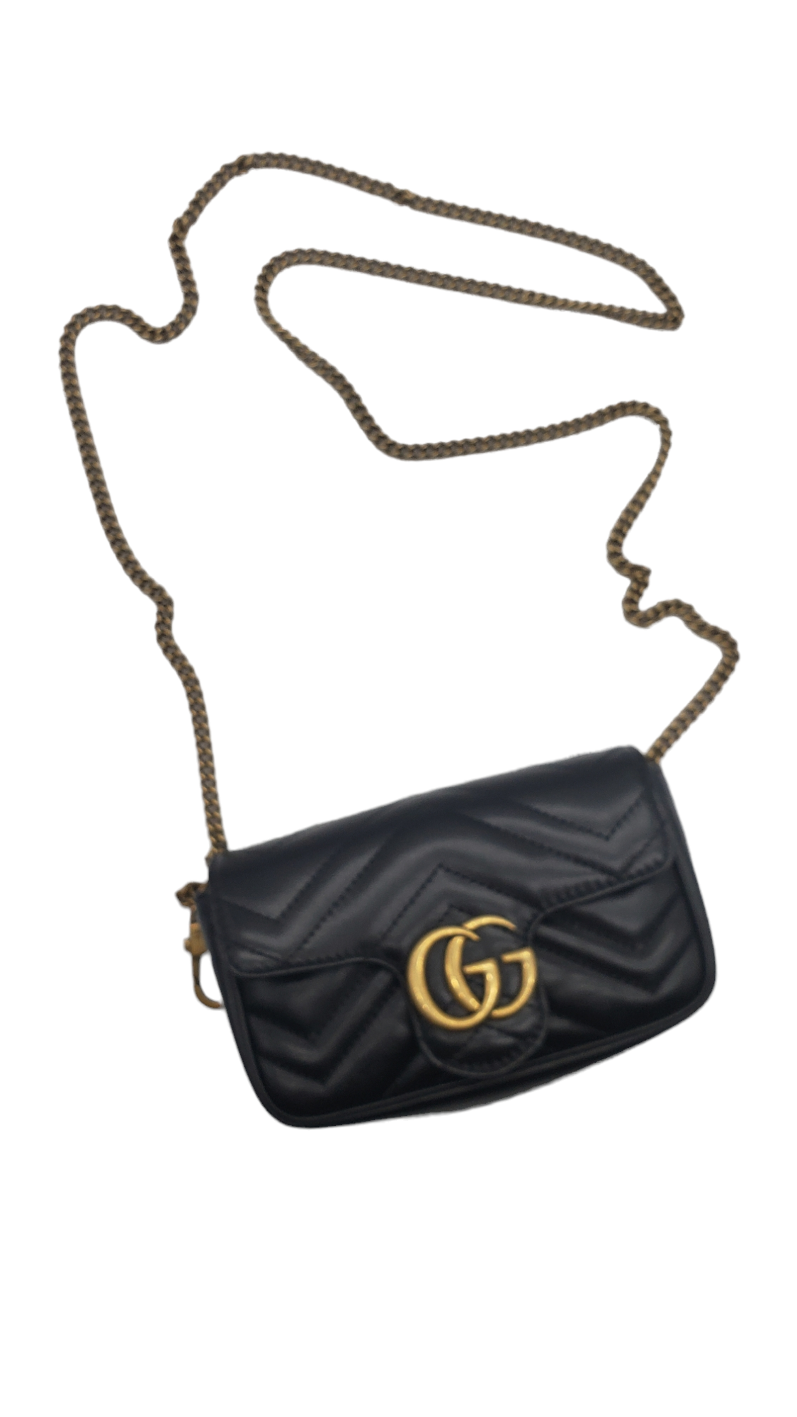 Gucci Black Leather Super Mini Marmont Shoulder Bag
