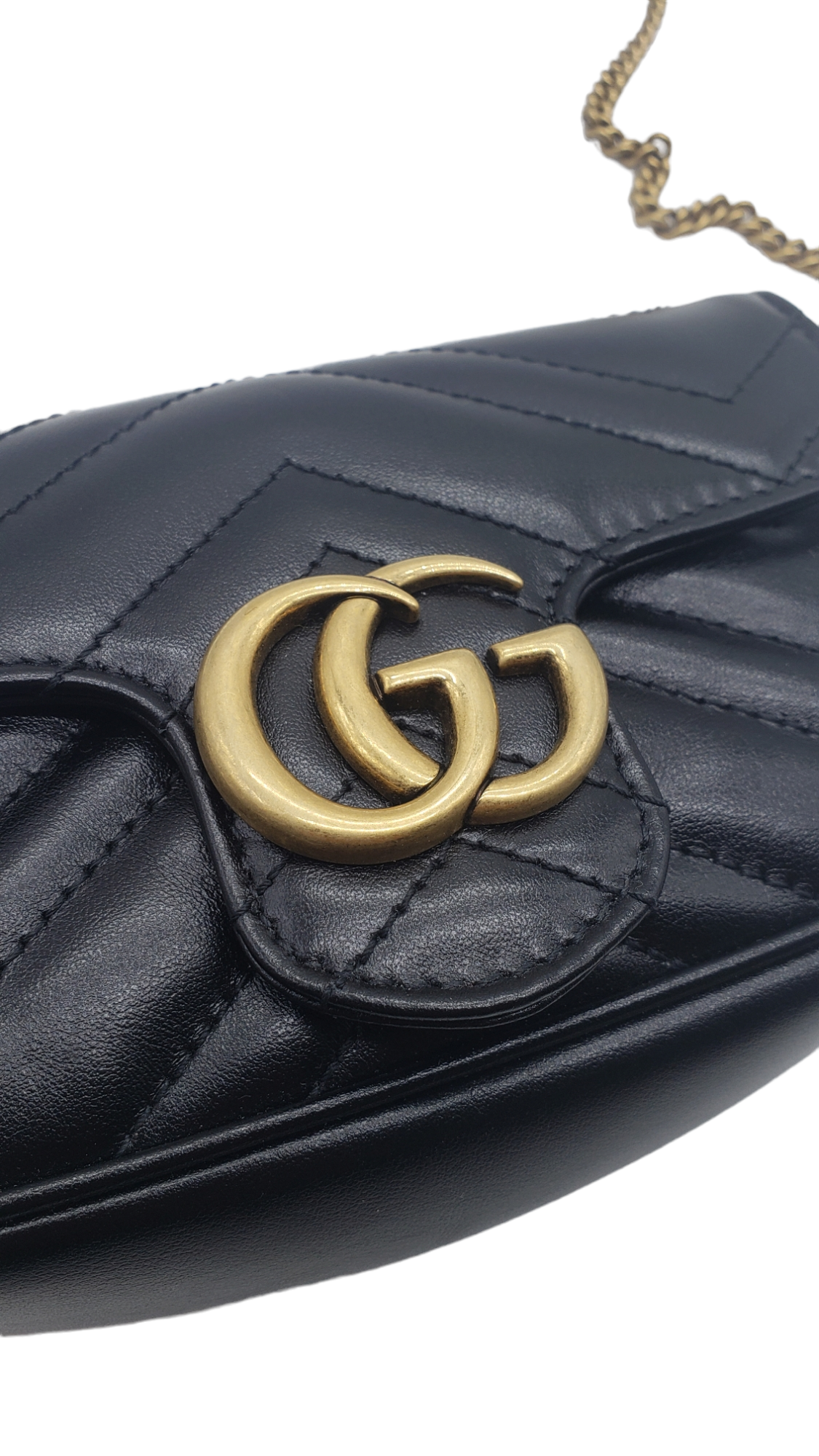 Gucci Black Leather Super Mini Marmont Shoulder Bag