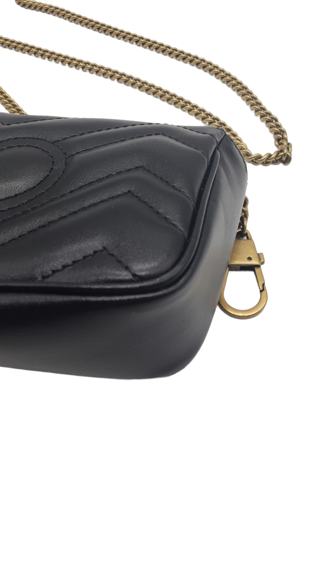 Gucci Black Leather Super Mini Marmont Shoulder Bag
