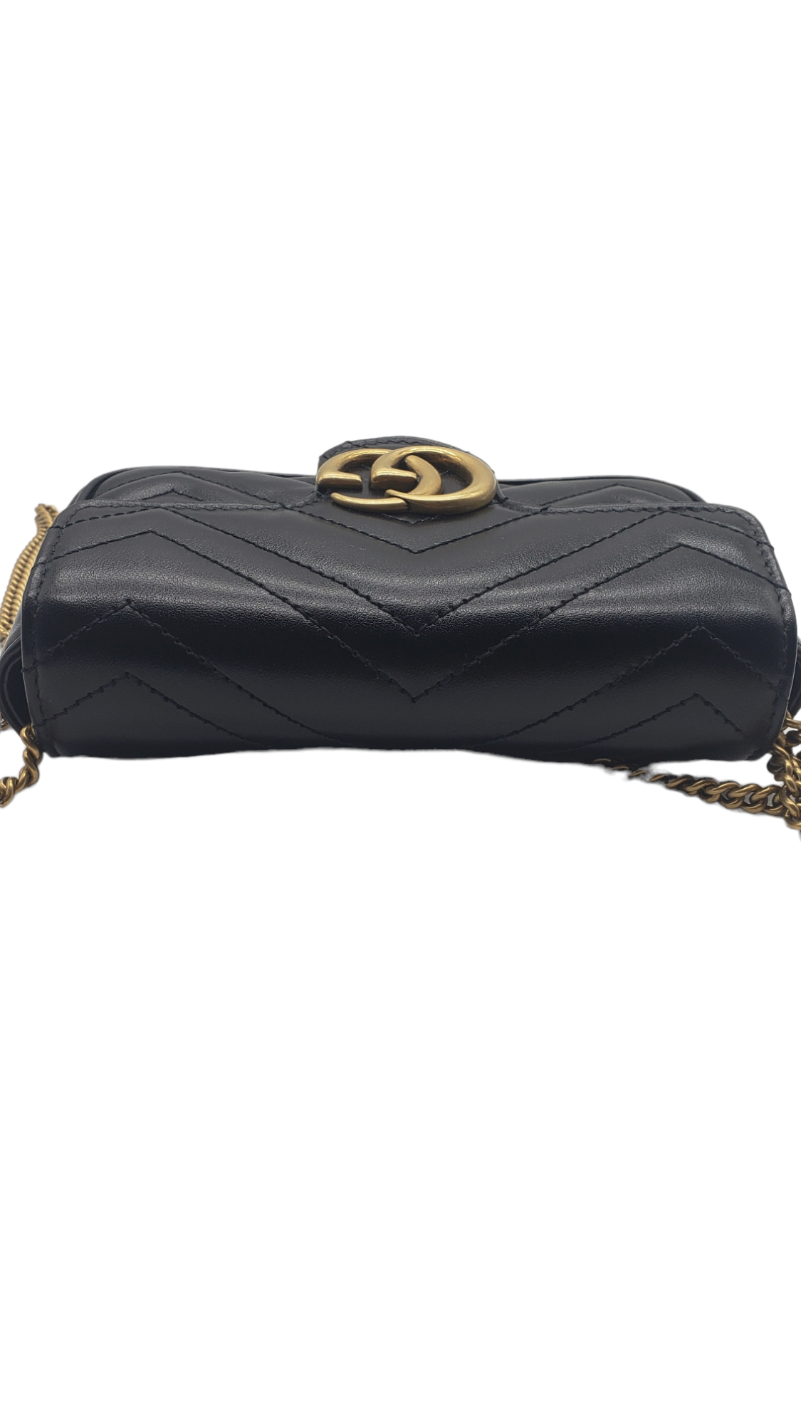Gucci Black Leather Super Mini Marmont Shoulder Bag