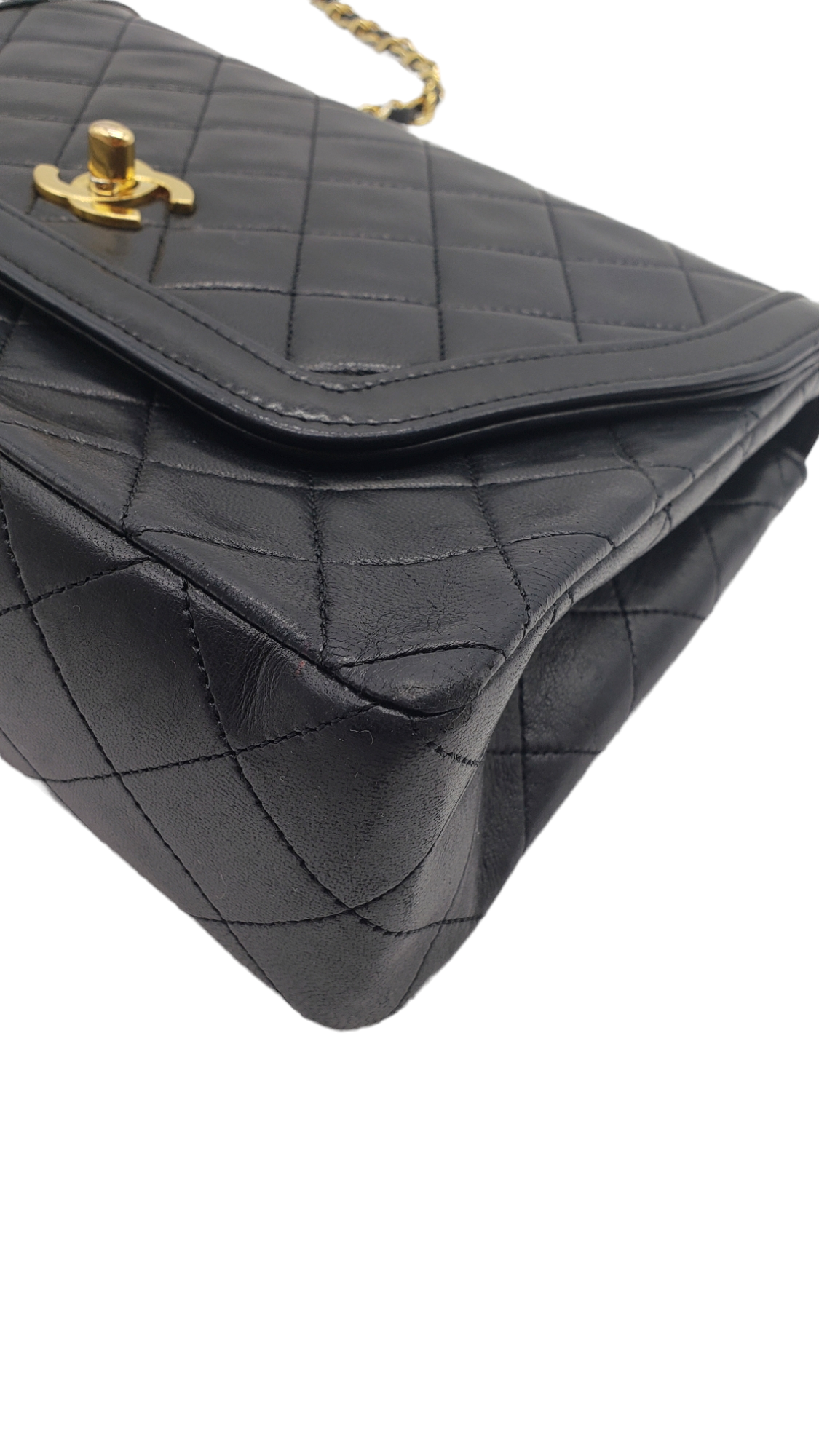 Chanel Black Vintage Lambskin 1989-1991 Quilted Trapeze Shoulder Bag