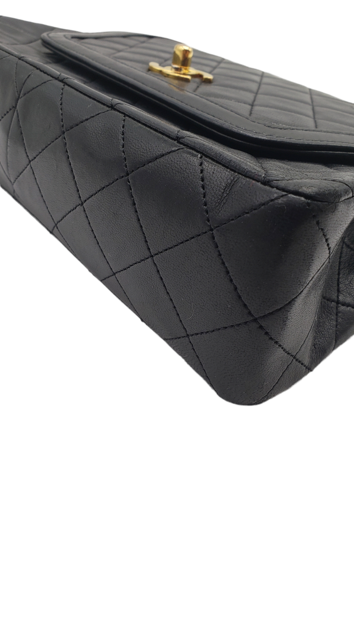 Chanel Black Vintage Lambskin 1989-1991 Quilted Trapeze Shoulder Bag