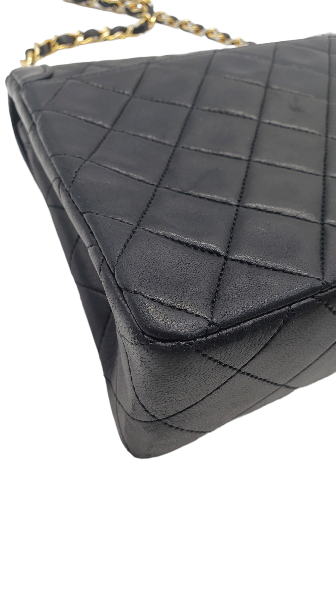 Chanel Black Vintage Lambskin 1989-1991 Quilted Trapeze Shoulder Bag