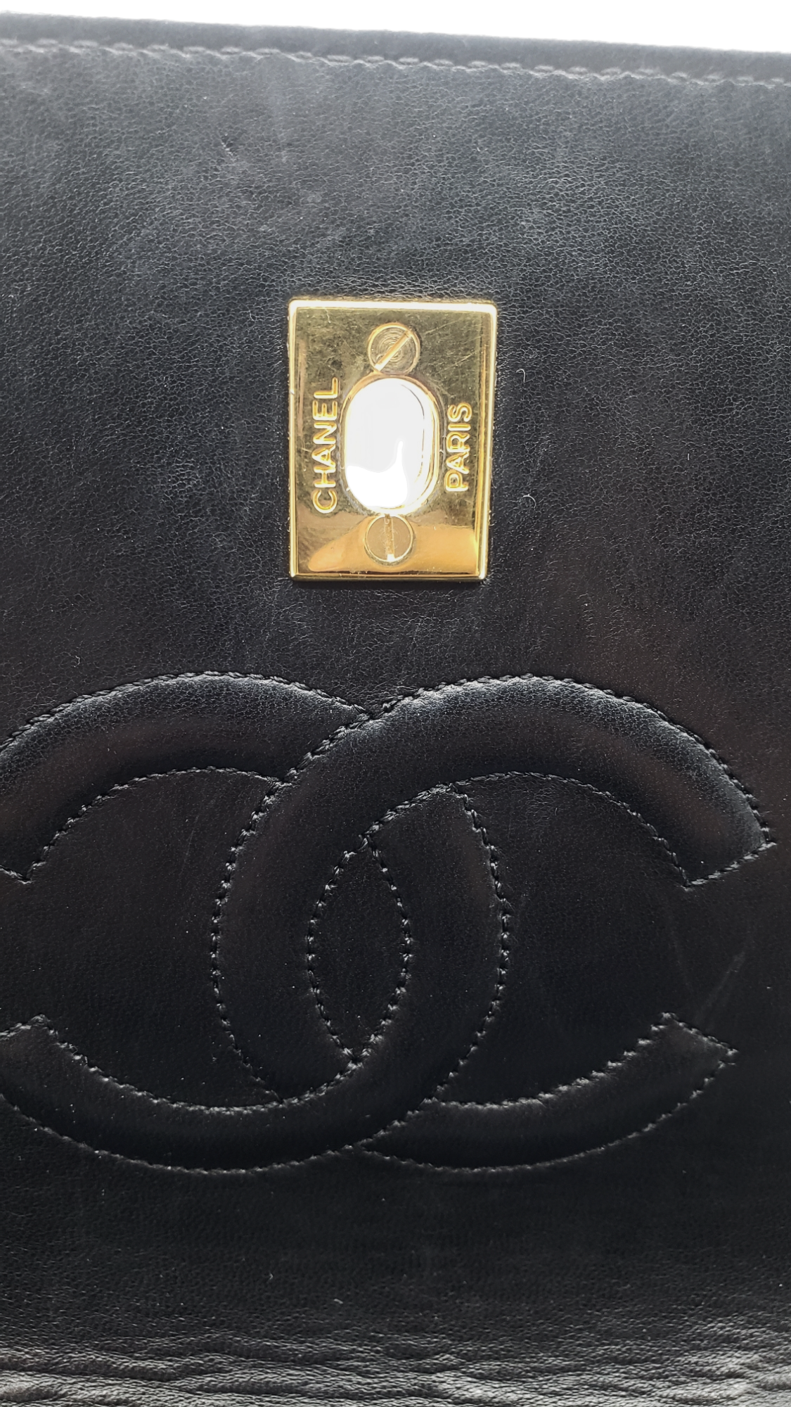 Chanel Black Vintage Lambskin 1989-1991 Quilted Trapeze Shoulder Bag