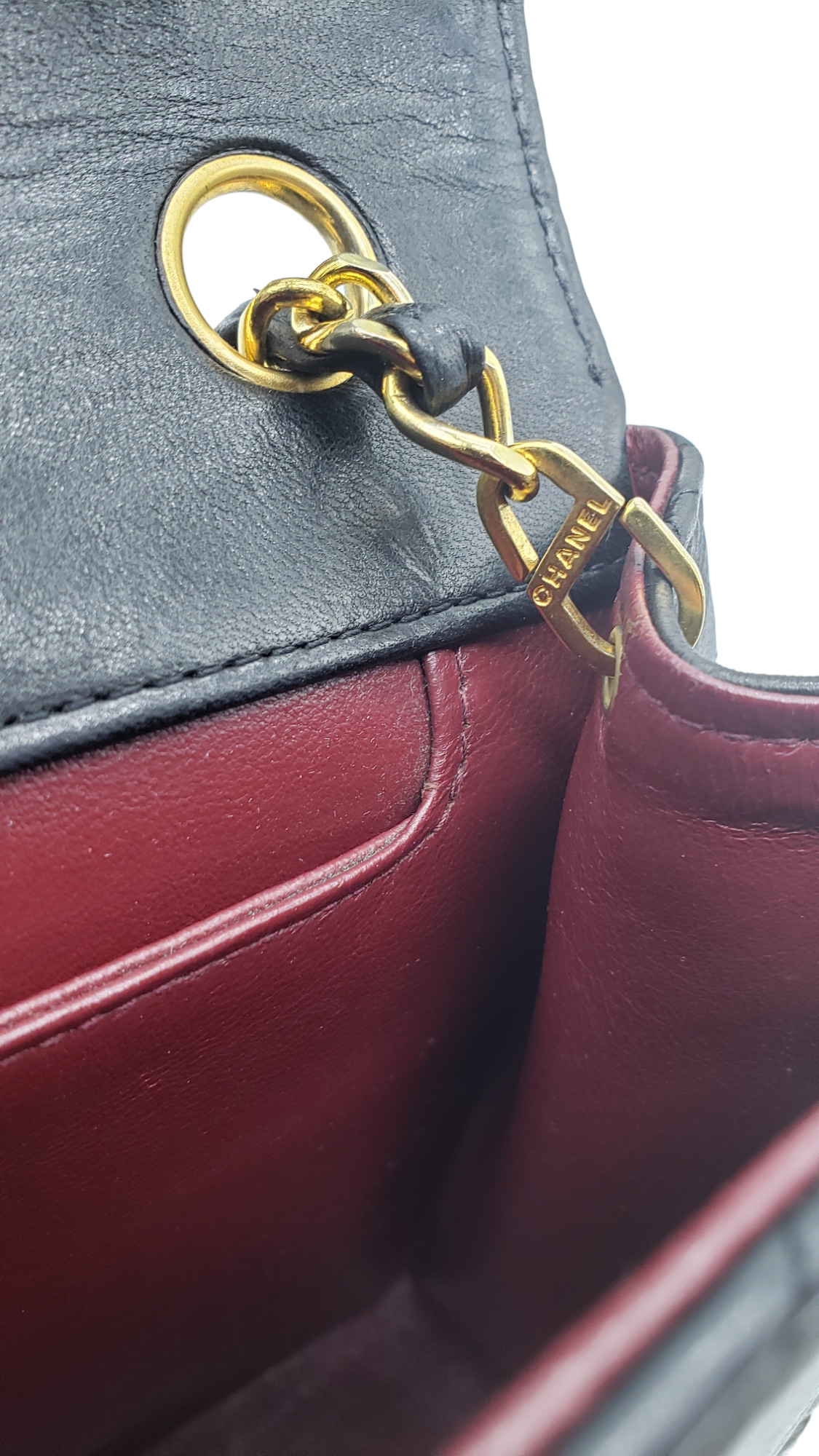 Chanel Black Vintage Lambskin 1989-1991 Quilted Trapeze Shoulder Bag