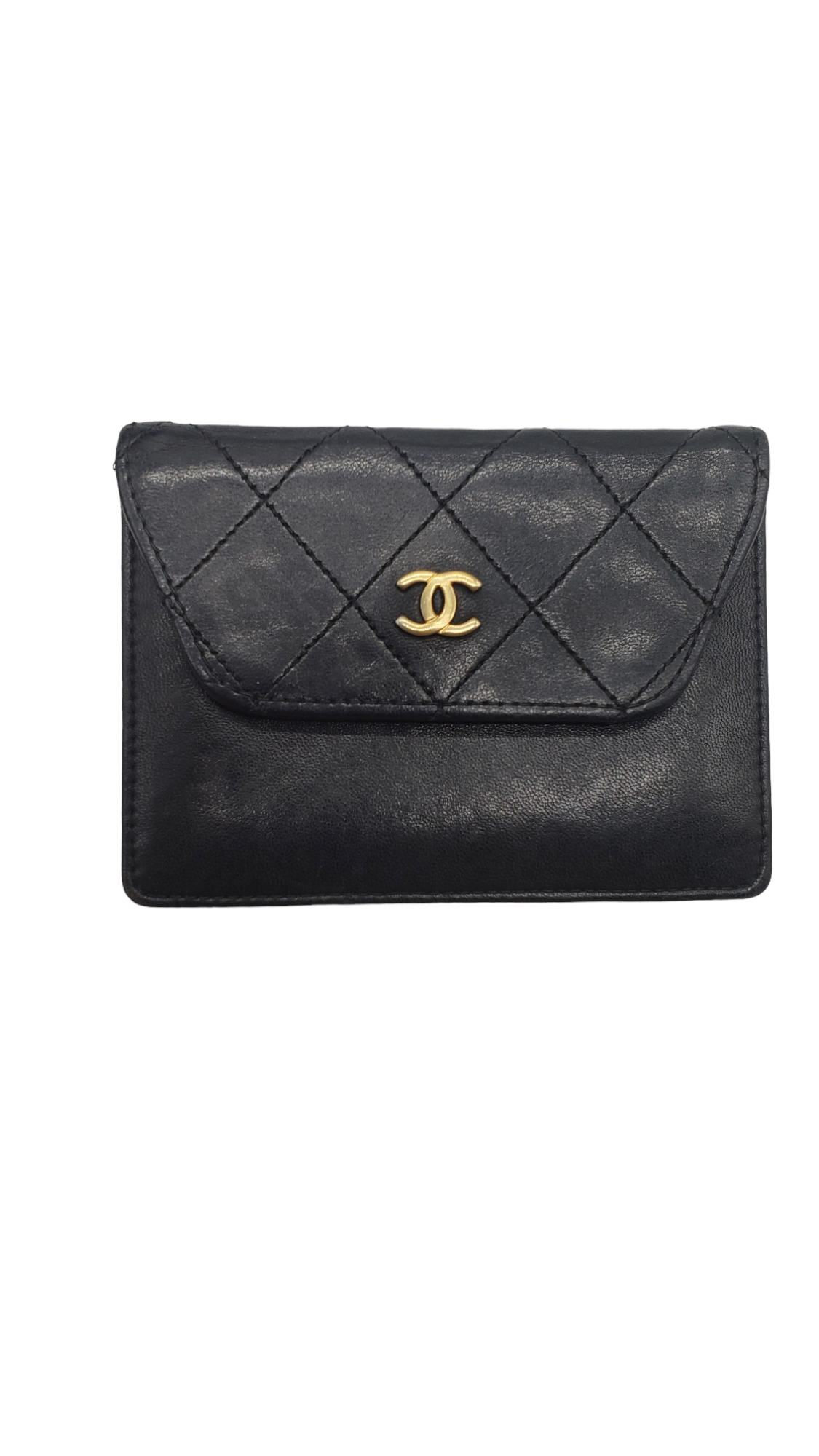 Chanel Black Vintage Lambskin 1989-1991 Quilted Trapeze Shoulder Bag