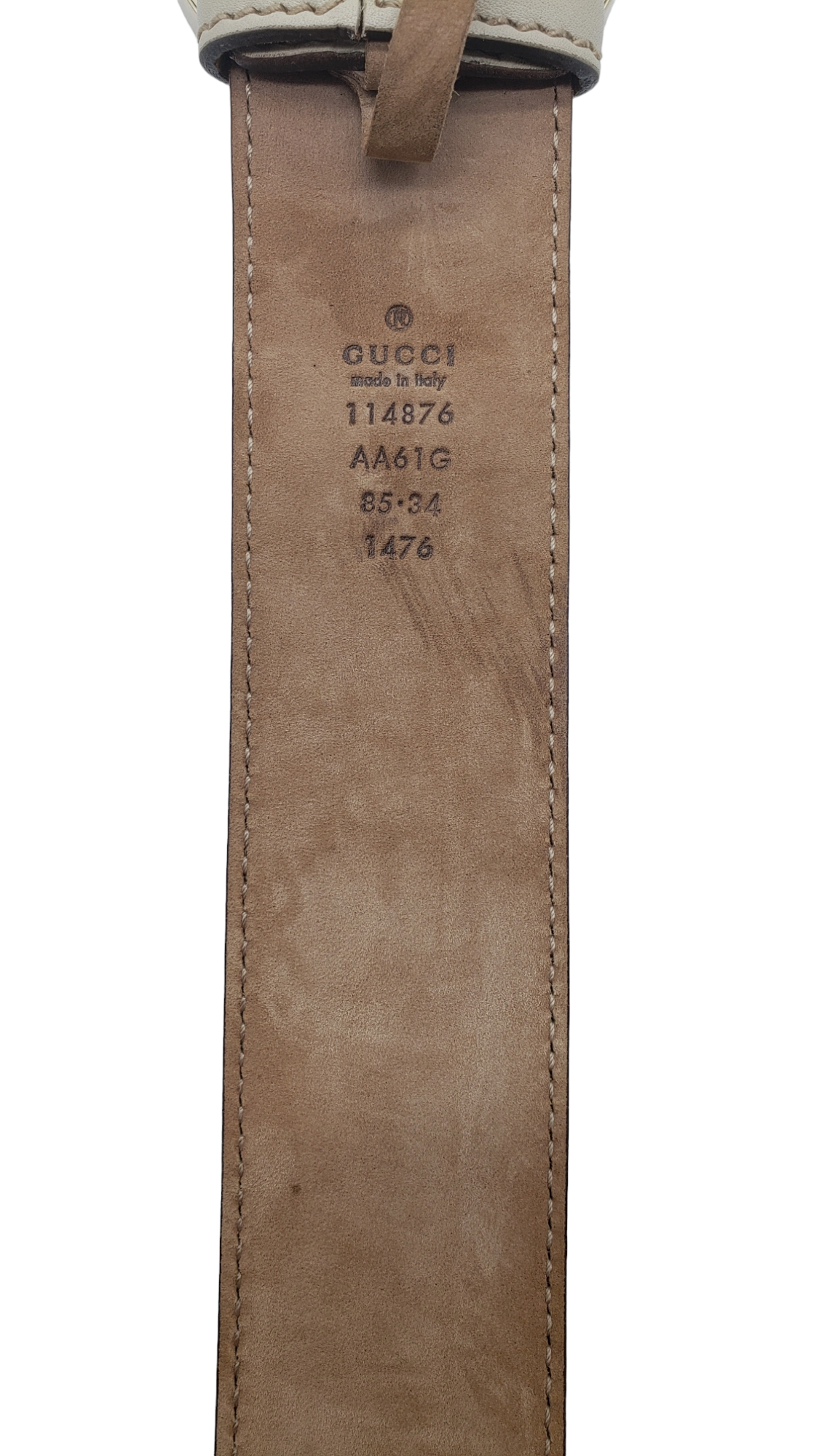 Gucci Cream GG Embossed Leather Size 85/34 Belt