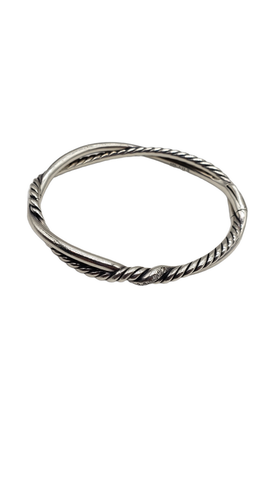 David Yurman Sterling Silver Continuance Small Station Diamond 7mm Bracelet