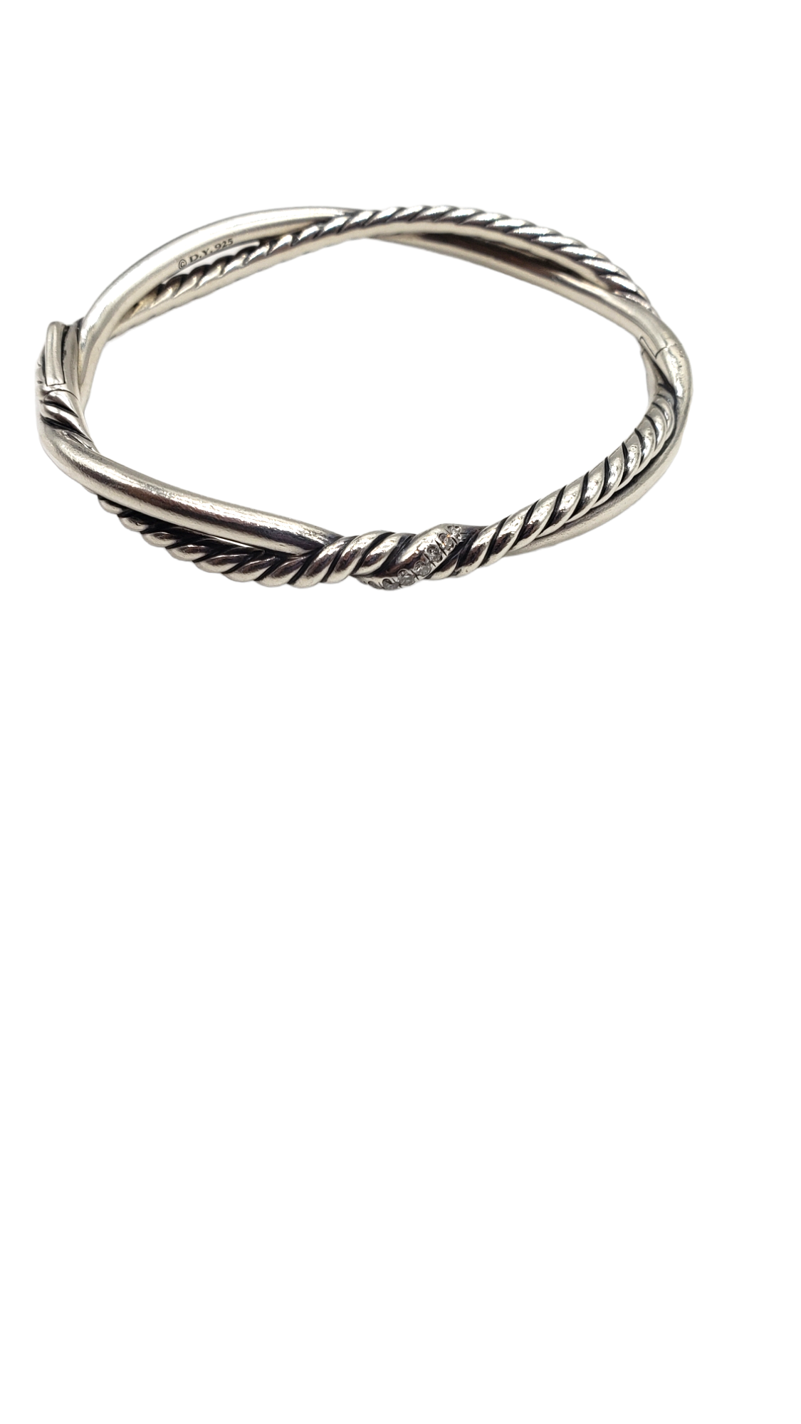 David Yurman Sterling Silver Continuance Small Station Diamond 7mm Bracelet