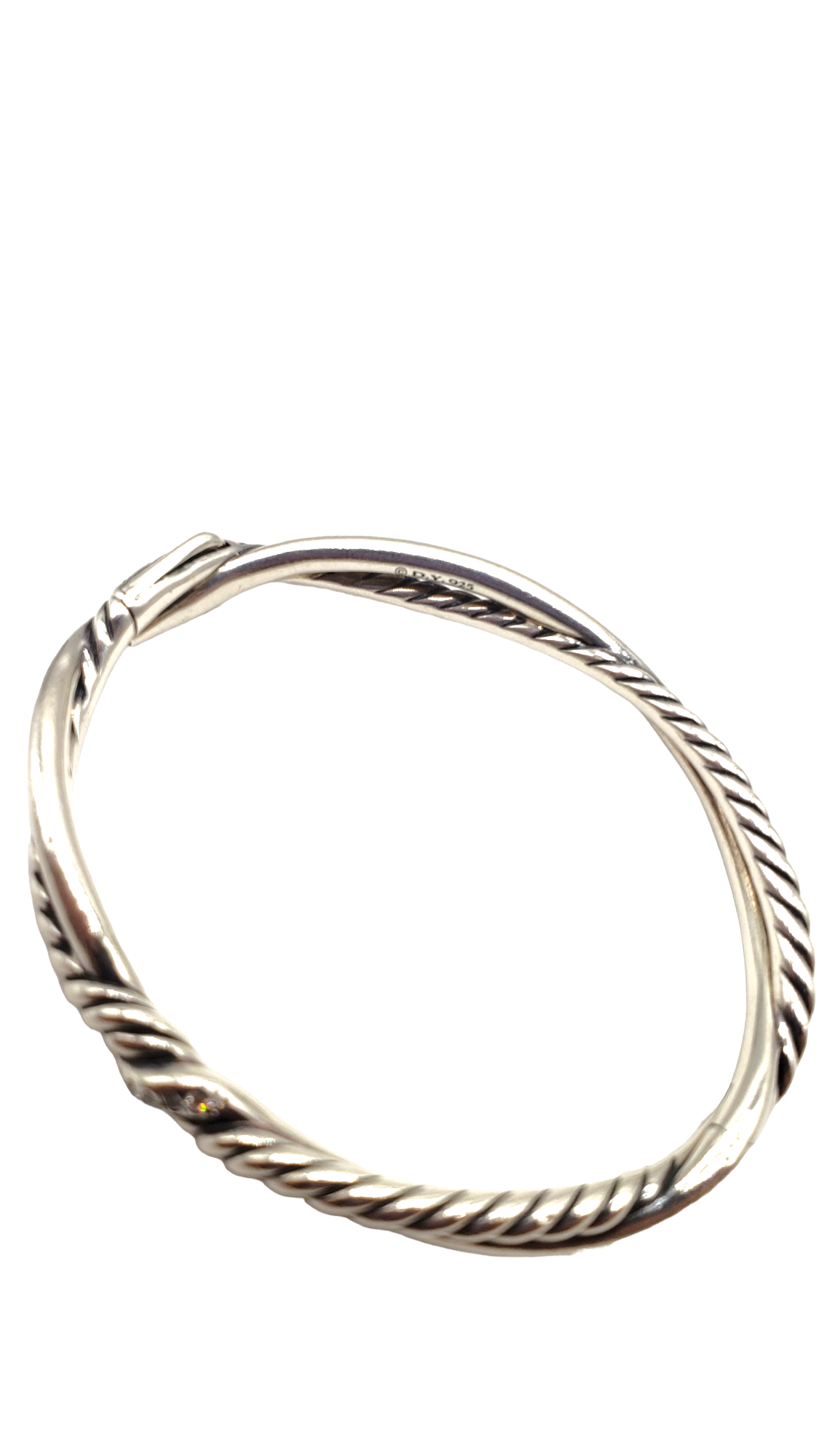 David Yurman Sterling Silver Continuance Small Station Diamond 7mm Bracelet