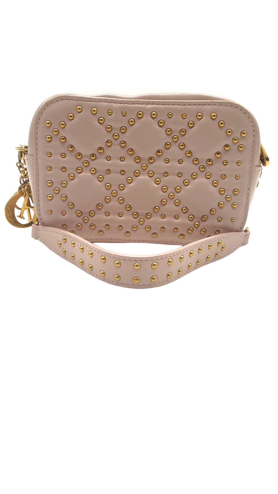 Christian Dior Blush Cannage Studded Lady Dior Camera Bag
