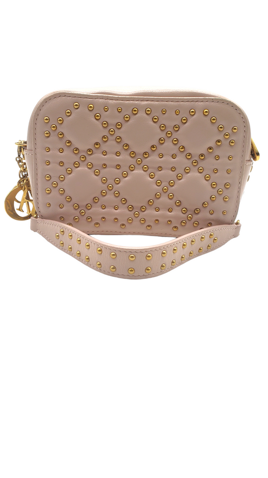 Christian Dior Blush Cannage Studded Lady Dior Camera Bag