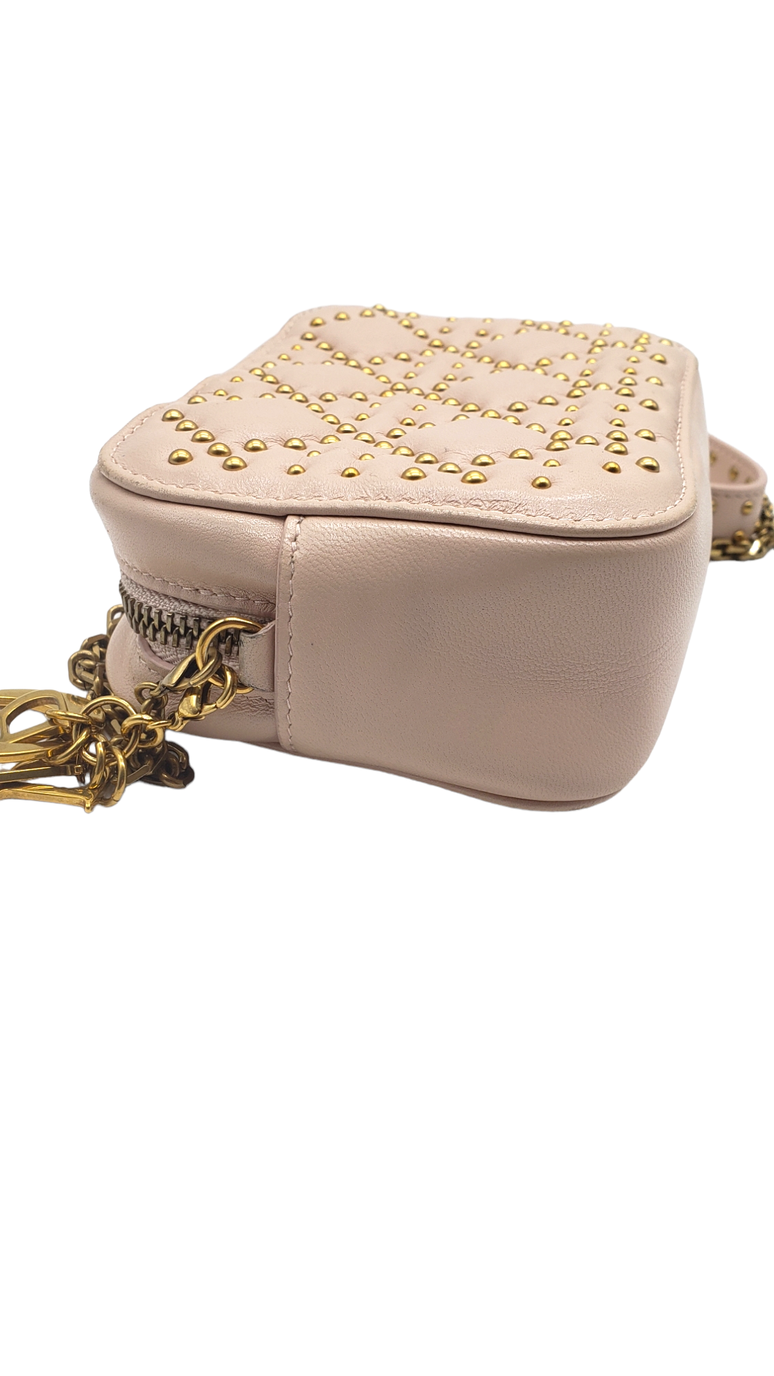 Christian Dior Blush Cannage Studded Lady Dior Camera Bag