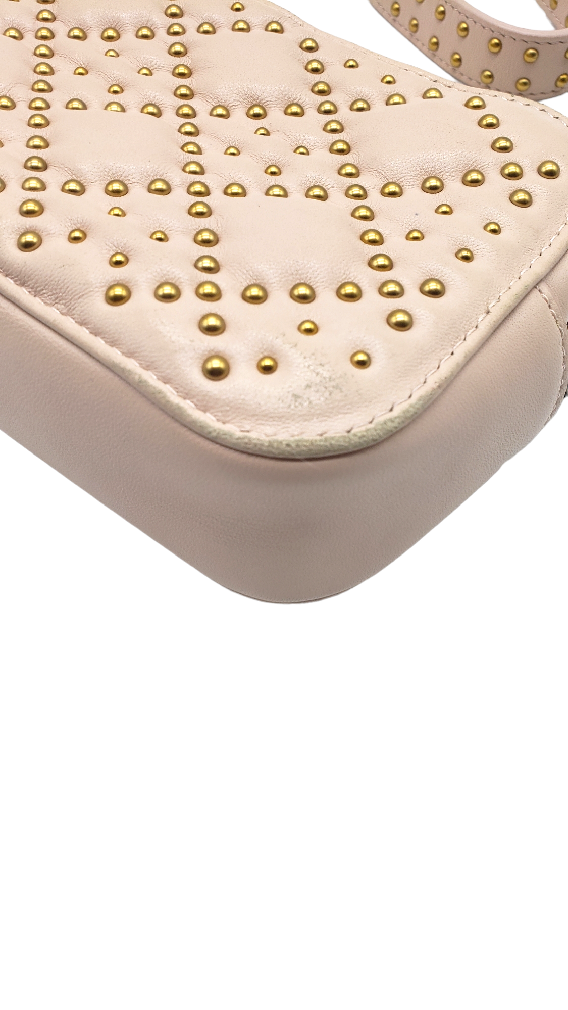 Christian Dior Blush Cannage Studded Lady Dior Camera Bag