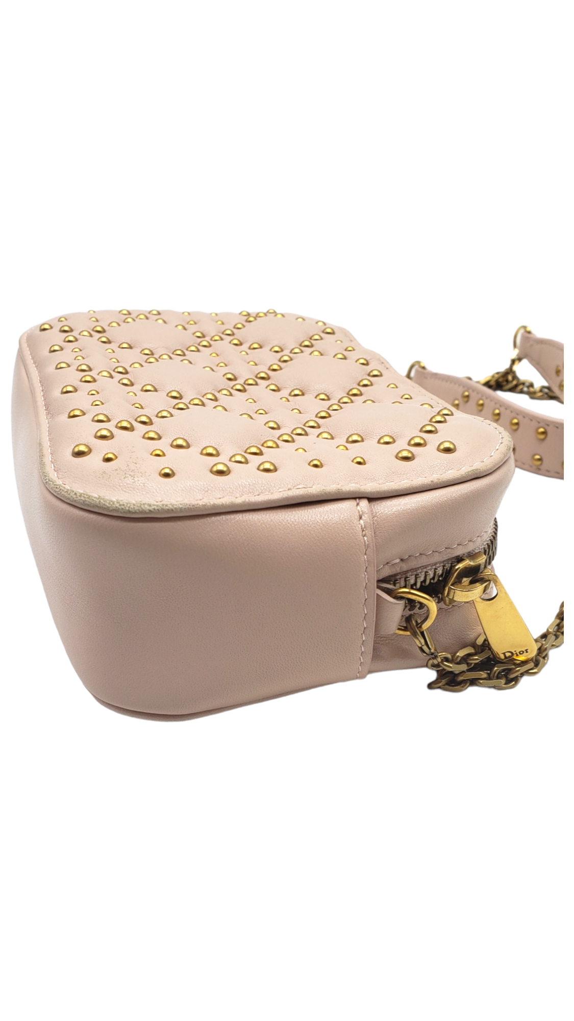 Christian Dior Blush Cannage Studded Lady Dior Camera Bag