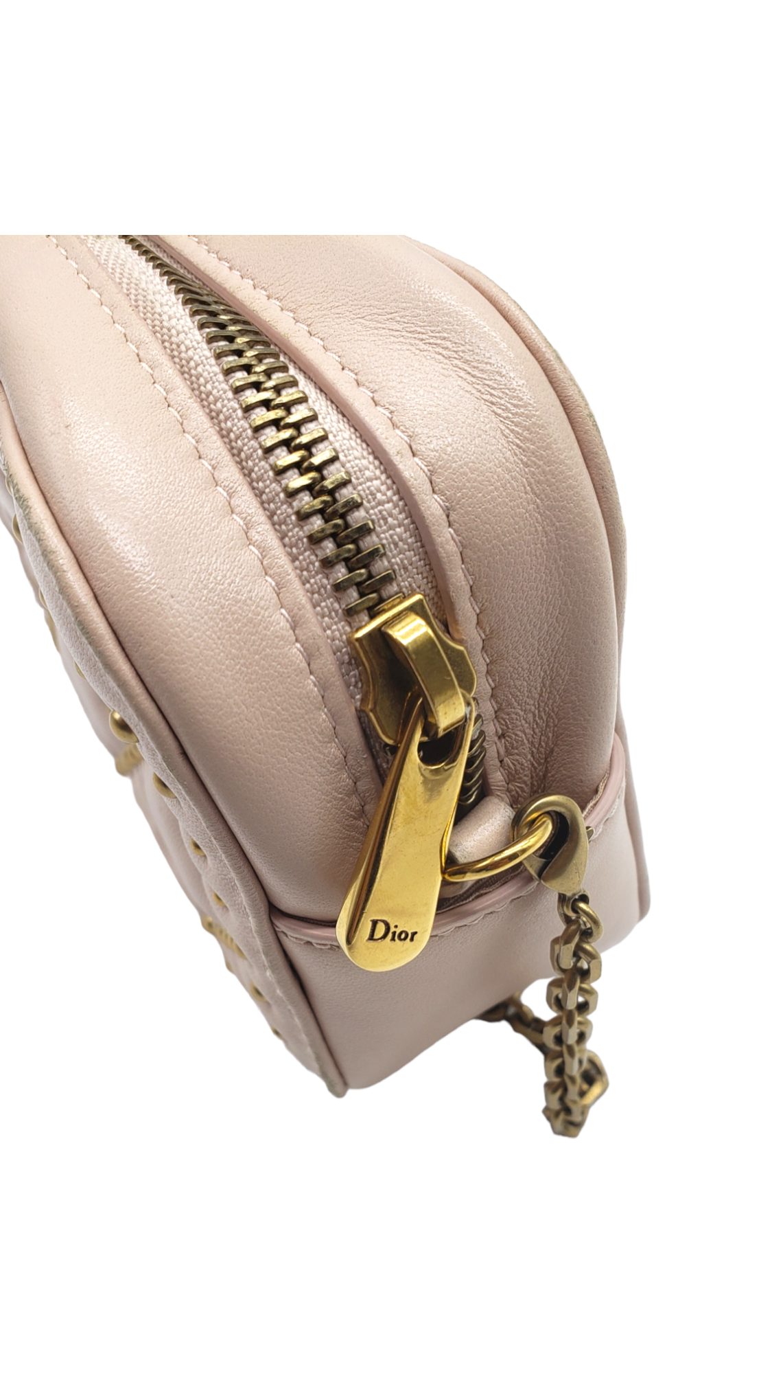 Christian Dior Blush Cannage Studded Lady Dior Camera Bag