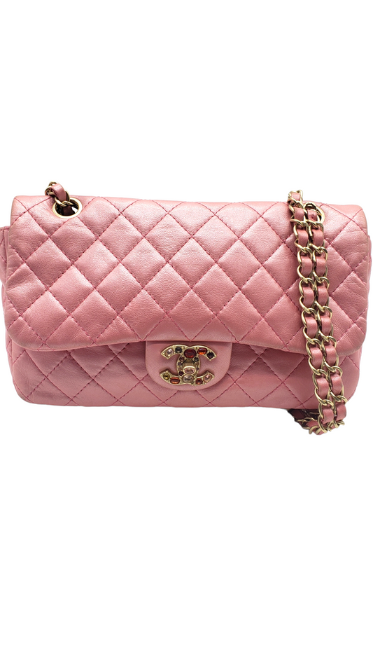 Chanel Pink 2010-2011 Lambskin Precious Jewel Flap Bag