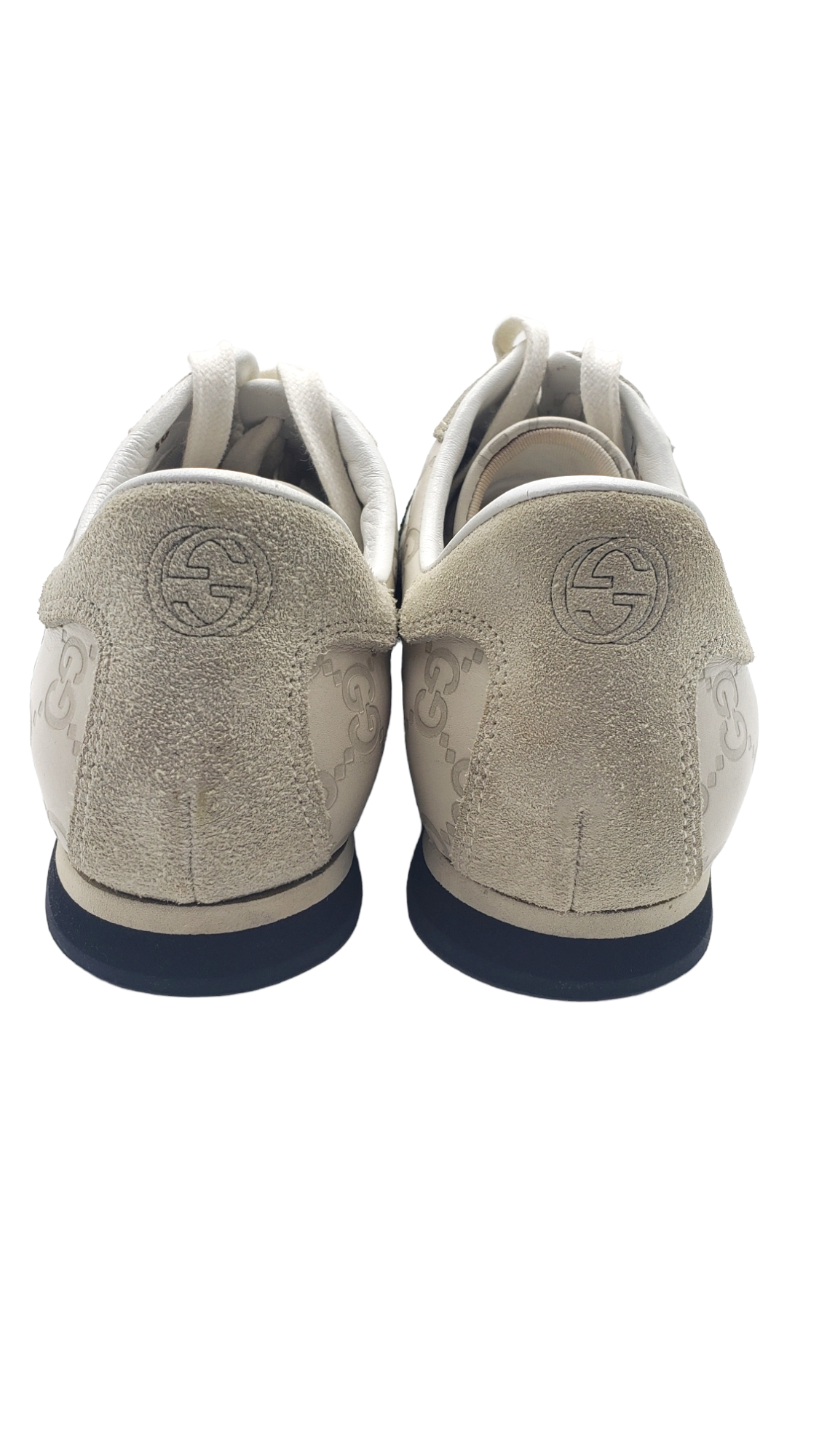 Gucci Cream Embossed Icon Guccissima Web Stripe Size 37.5 Sneakers