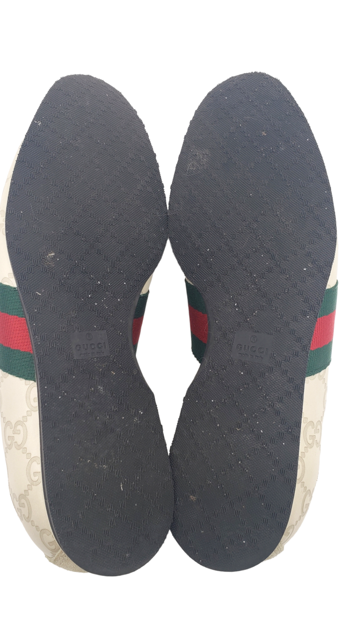Gucci Cream Embossed Icon Guccissima Web Stripe Size 37.5 Sneakers