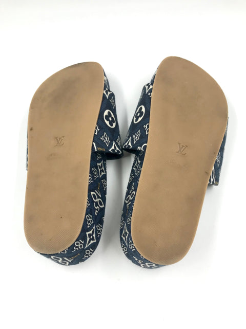 Louis Vuitton Blue Jacquard Since 1854 Size 38 Mules
