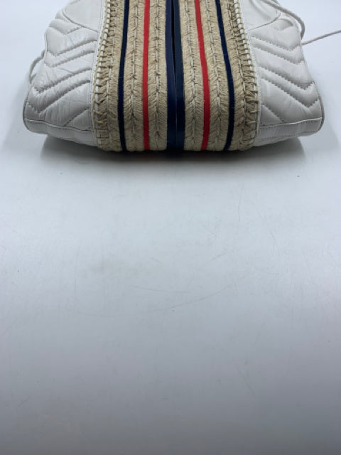 Gucci White Leather Quilted Platform Size 37.5 Espadrilles