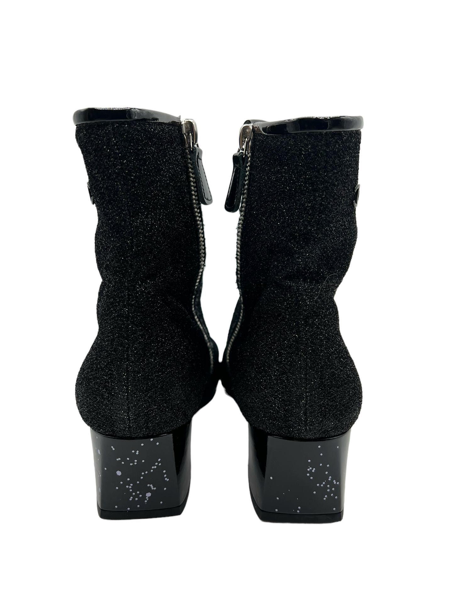 Chanel  Black Glitter Mesh Size 38 Booties