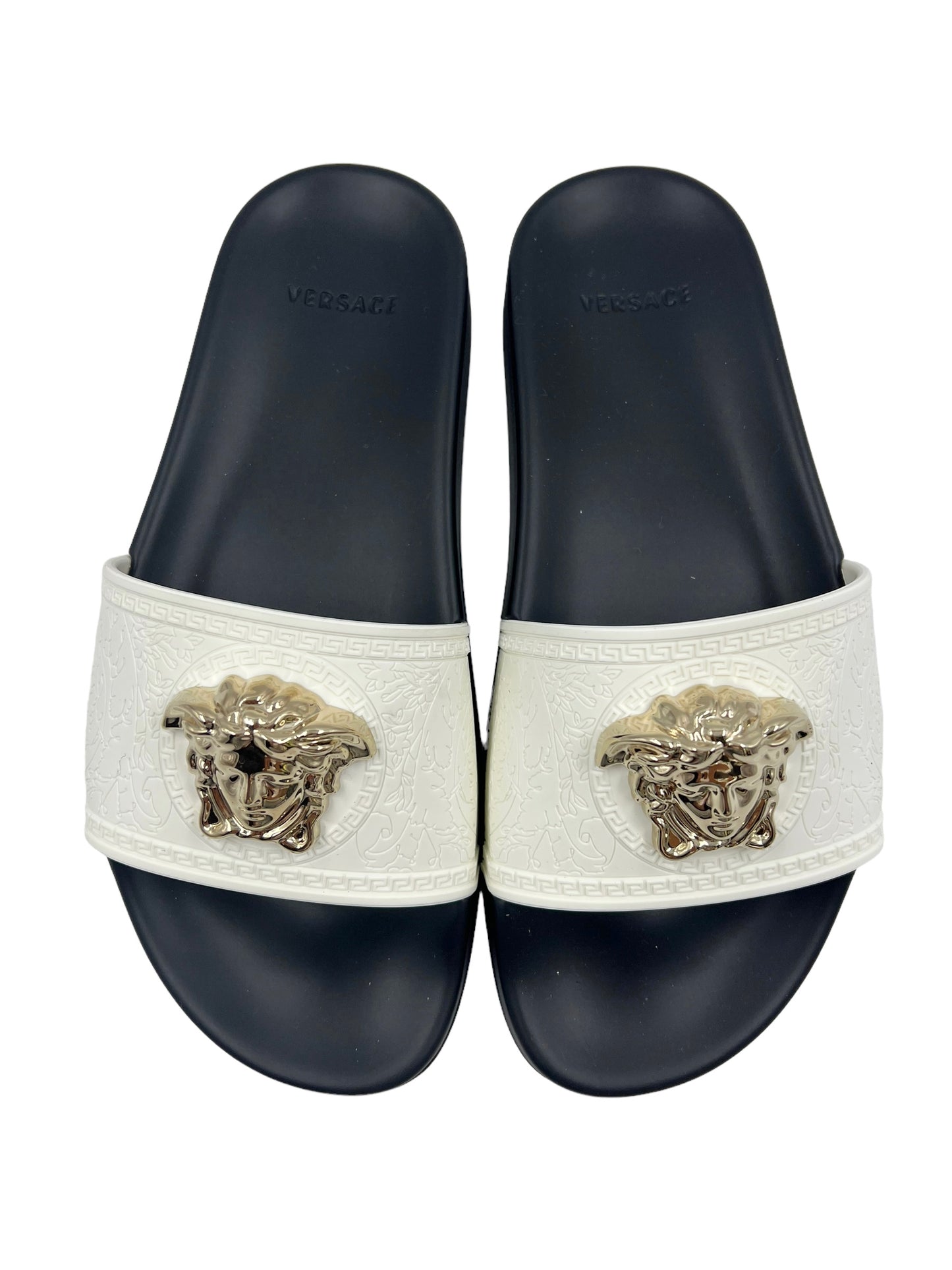 Versace Size 39 White Palazzo Pool Slides