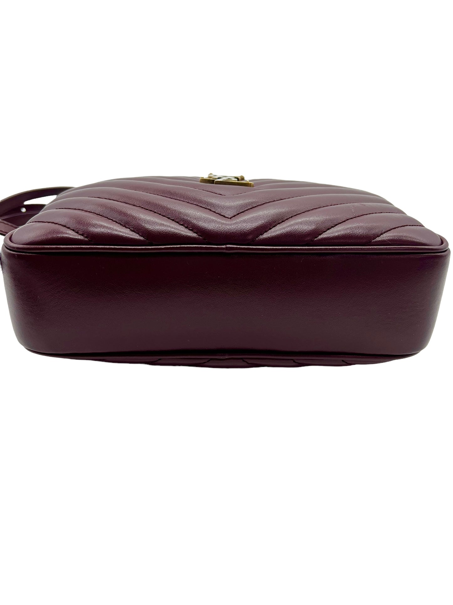Saint Laurent YSL Burgundy Leather Loulou Camera Bag
