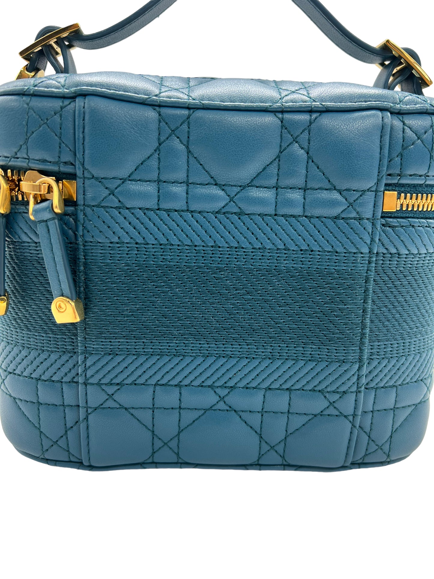 Dior Teal Lambskin Small Cannage Diortravel Vanity Case