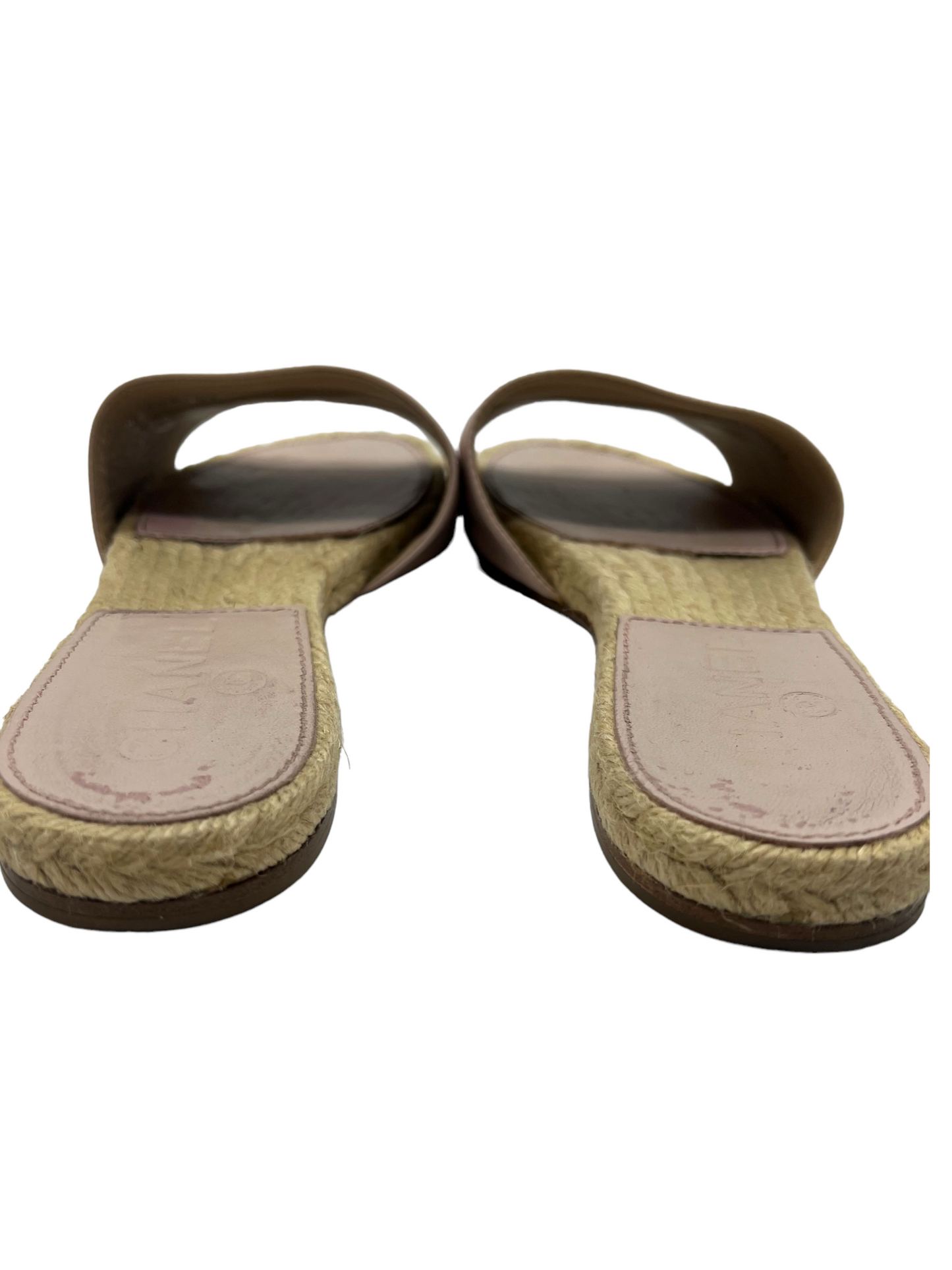 Chanel Pale Pink Lambskin CC Logo Size 39 Espadrille Slides