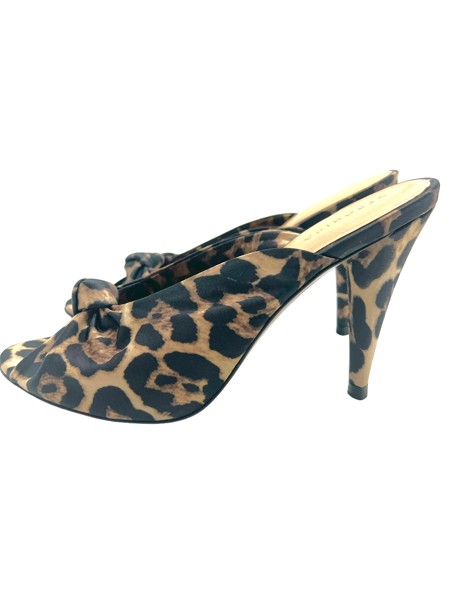 Veronica Beard Brown Satin Leopard Print Size 8 Mules
