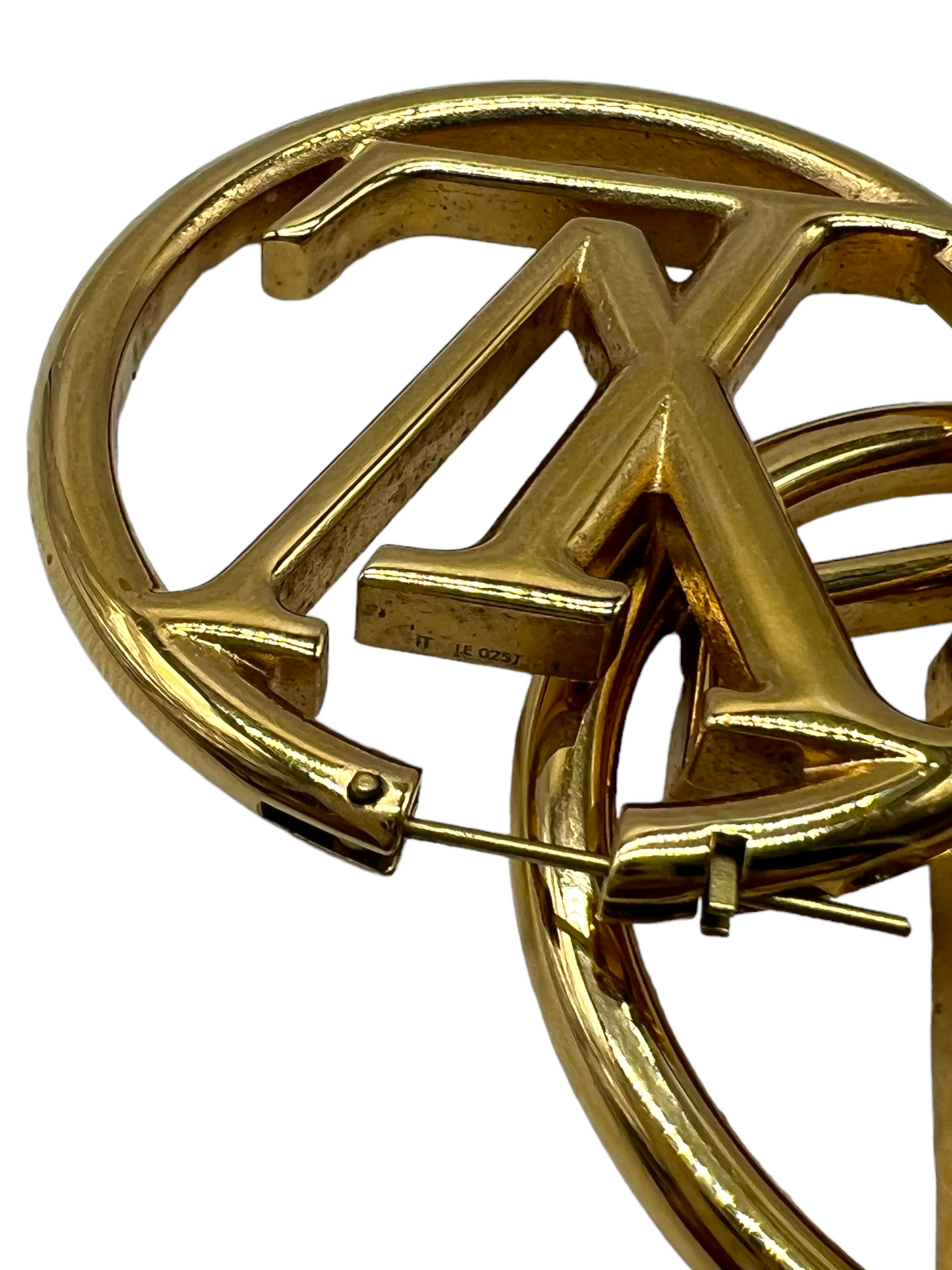 Louis Vuitton Gold Louise GM Logo Hoop Earrings