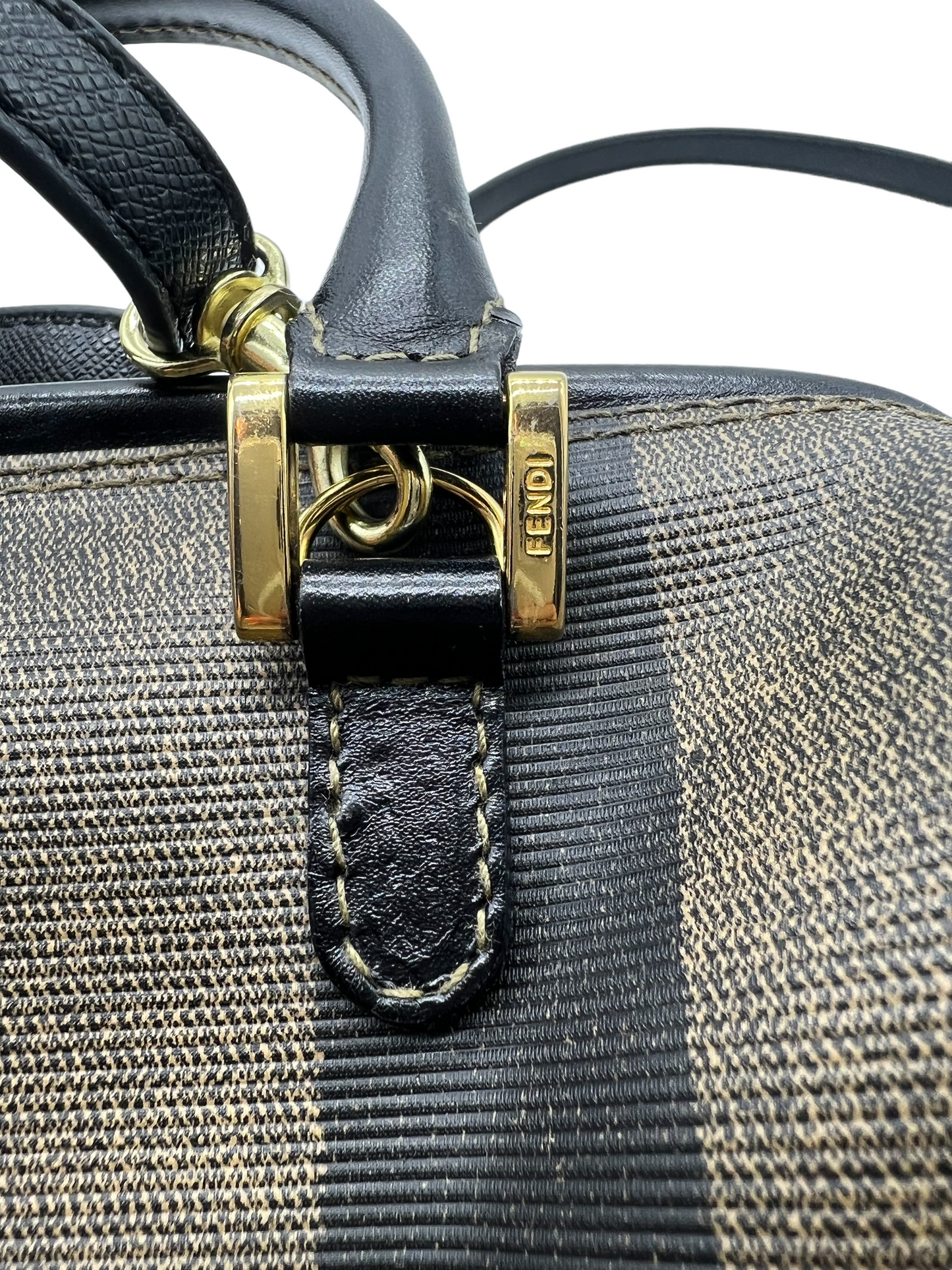 Fendi Vintage Pequin Stripe Mini Boston Bag