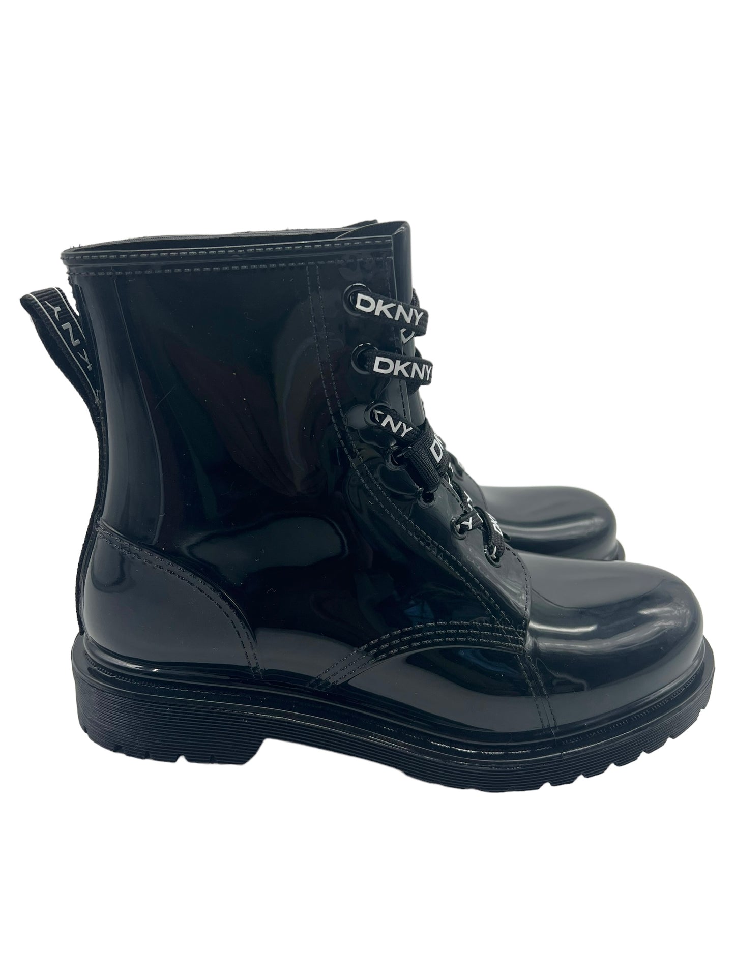 DKNY Black Tilly Logo Size 8 Rain Boots
