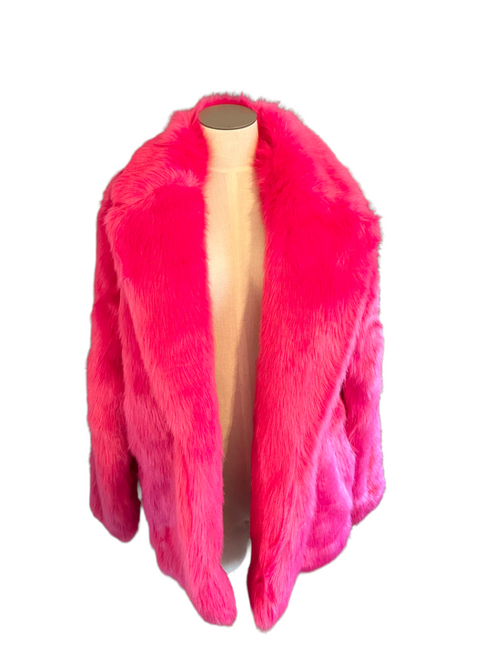 Michael Kors Electric Pink Faux Fur Size L Jacket