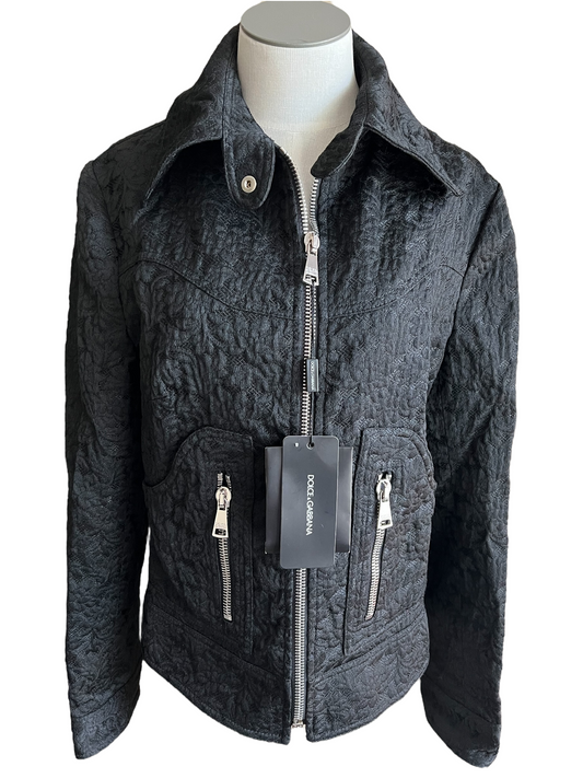 Dolce & Gabbana Black Embroidered Size 46 Jacket