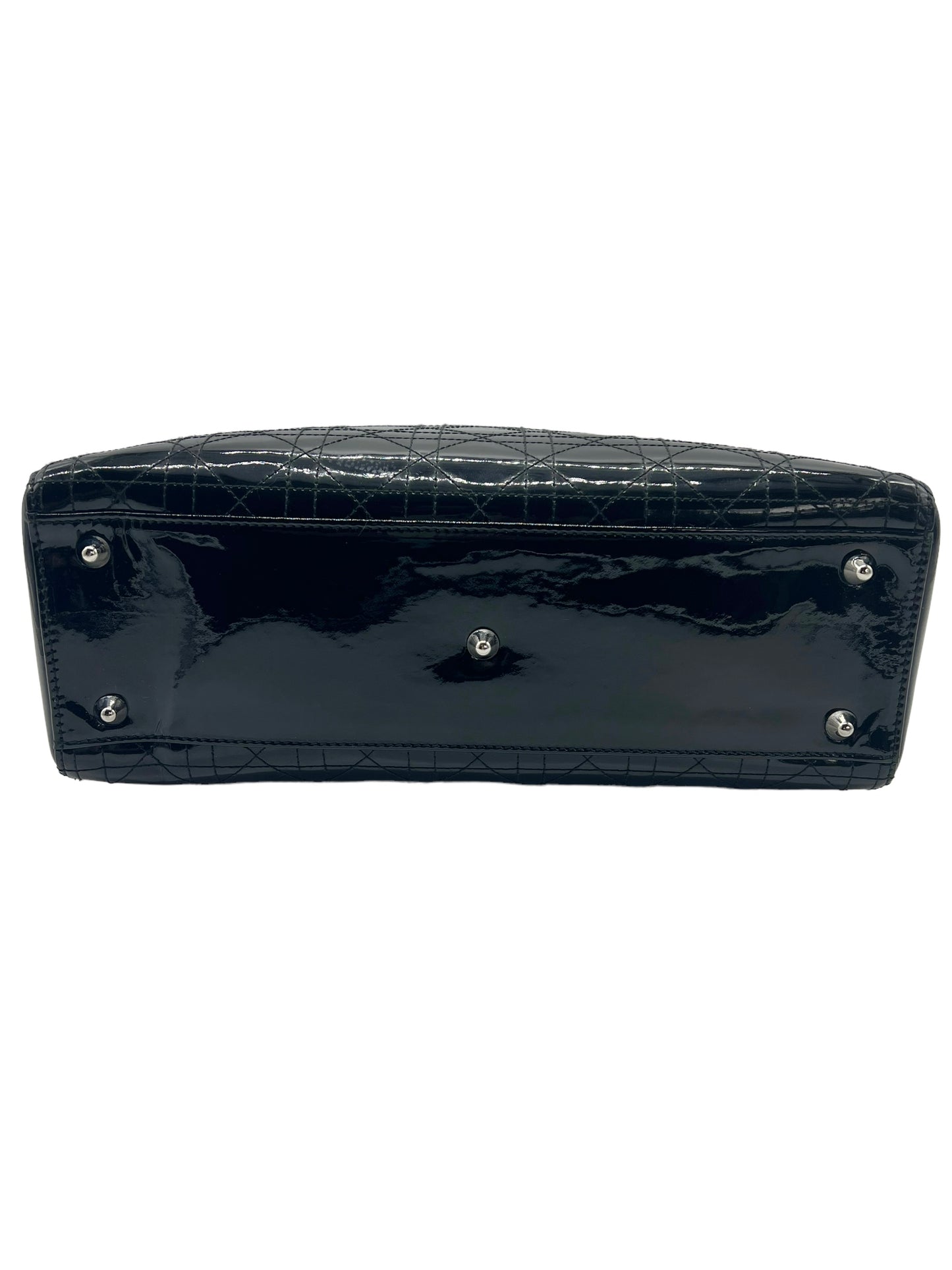 Christian Dior Black Patent Large Lady Dior Tote