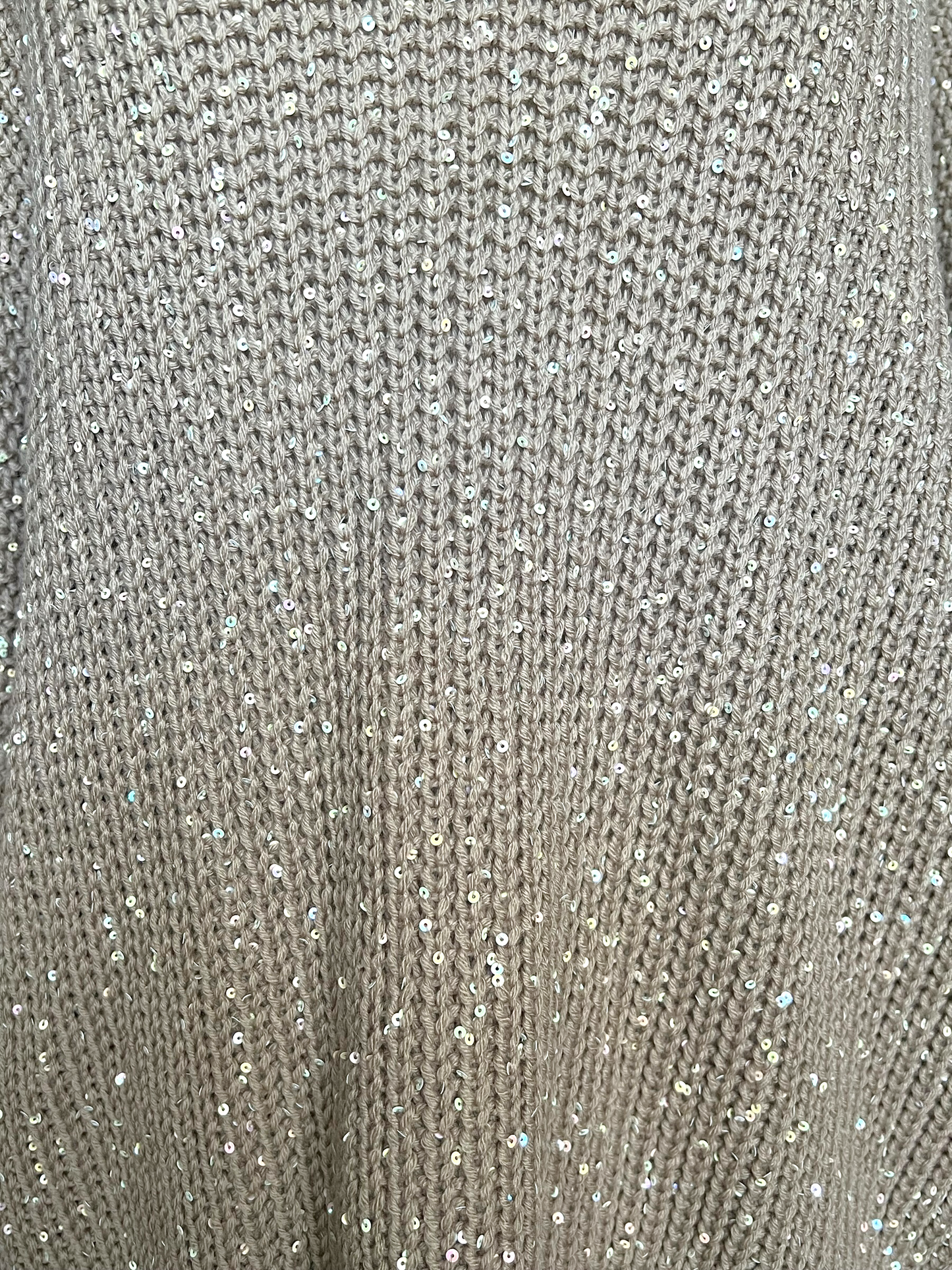 St. John Beige Knit Sequin Size L Sweater
