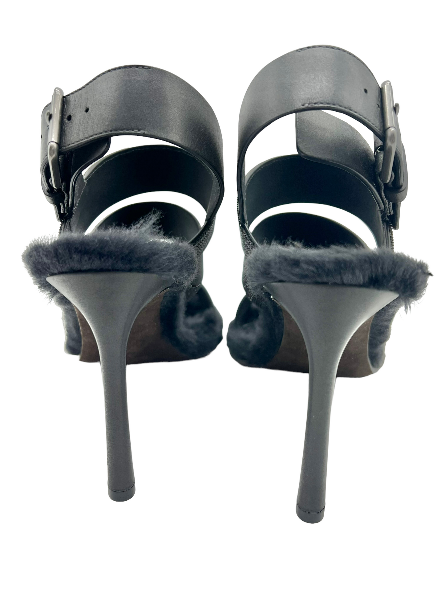 Brunello Cucinelli Black Beaded Fur Lined Size 37 Heels