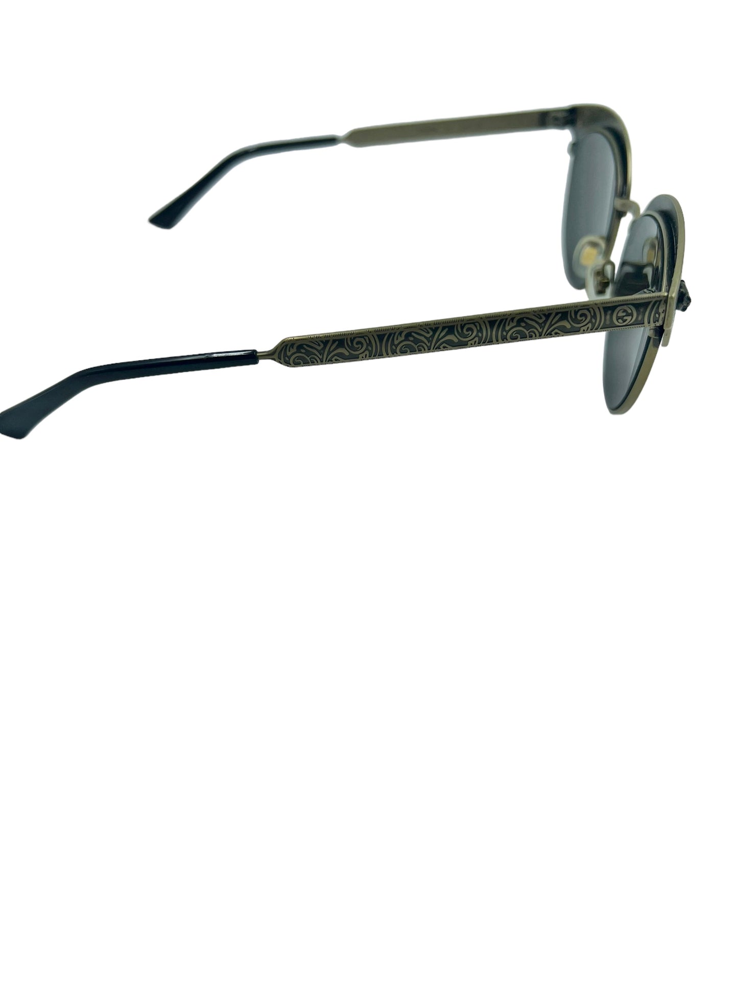 Gucci GG0220S Gold Cat Eye Engraved Sunglasses