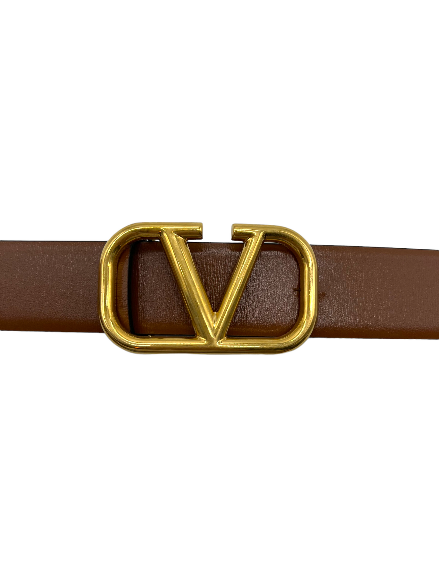 Valentino Tan Leather Reversible Vlogo Size 85 Belt