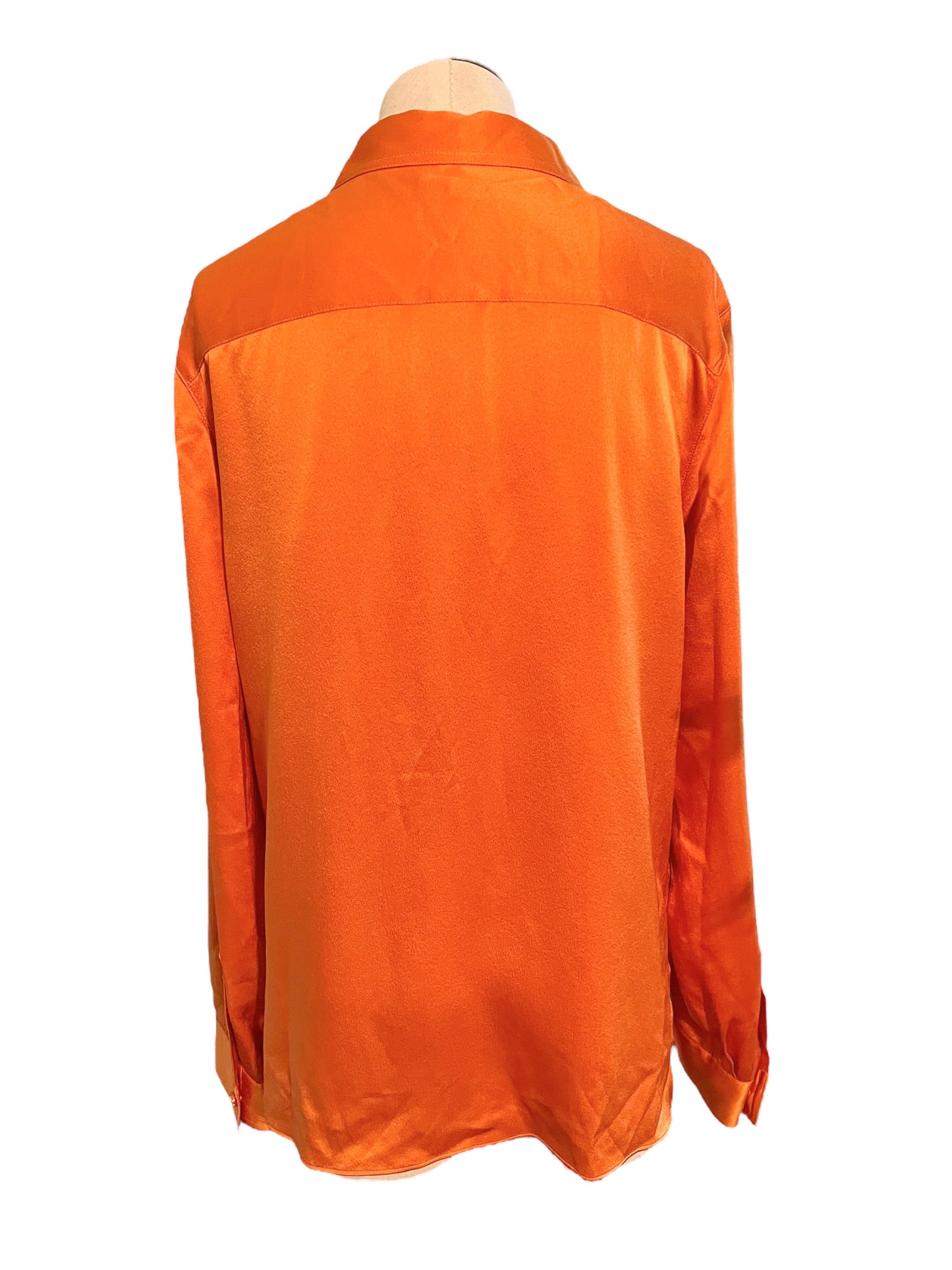 Chanel Vintage 80s Orange Silk Blouse Top