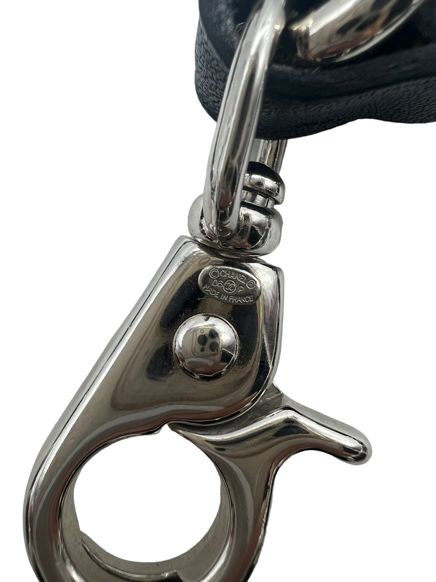 Chanel 06P Black & Silver Jumbo Leather Chain Belt